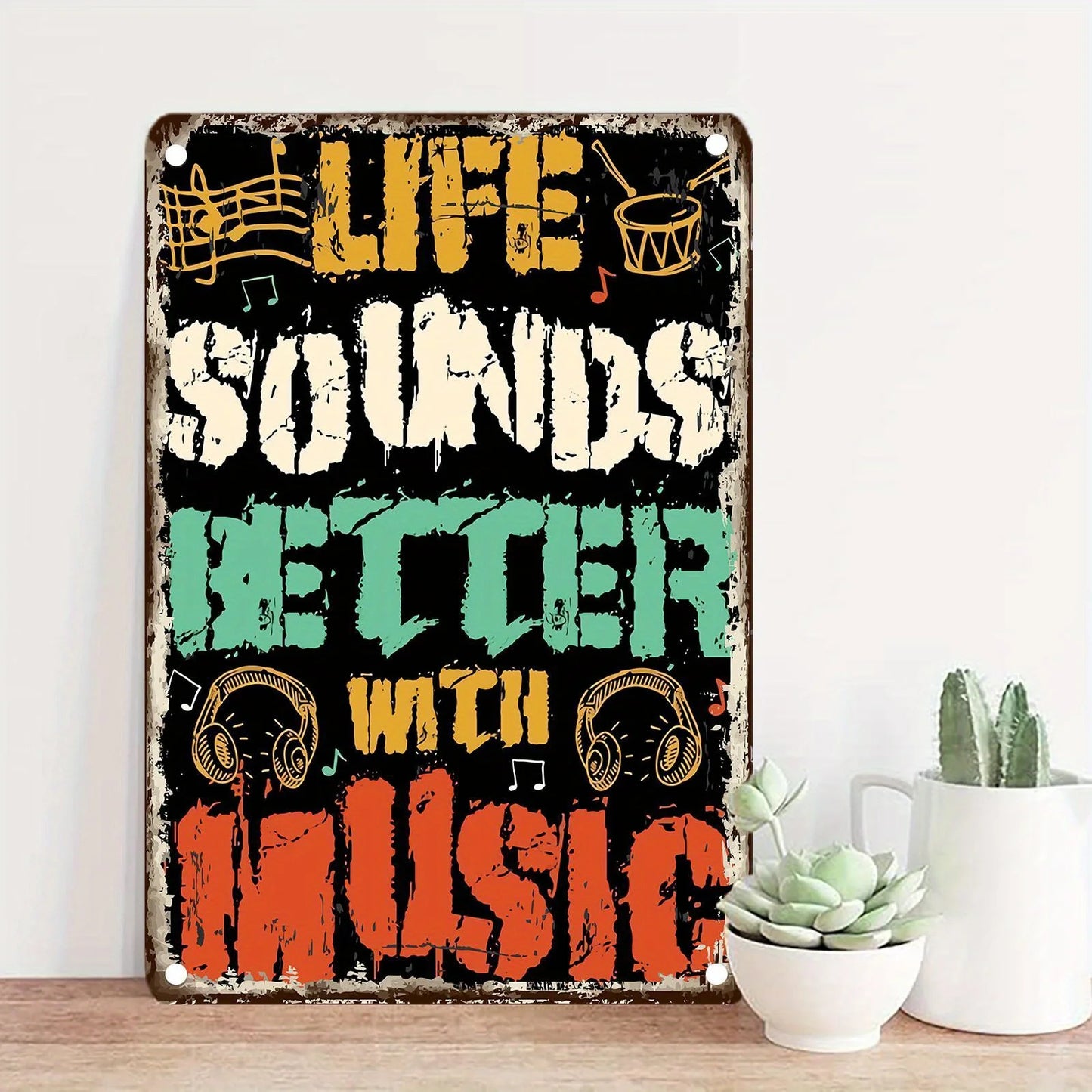 Música e decoração placa em metal