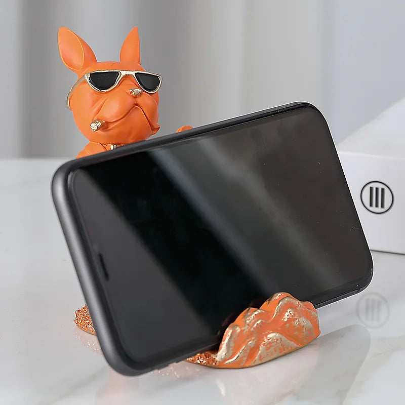 Escultura de Buldogue Suporte para Celular