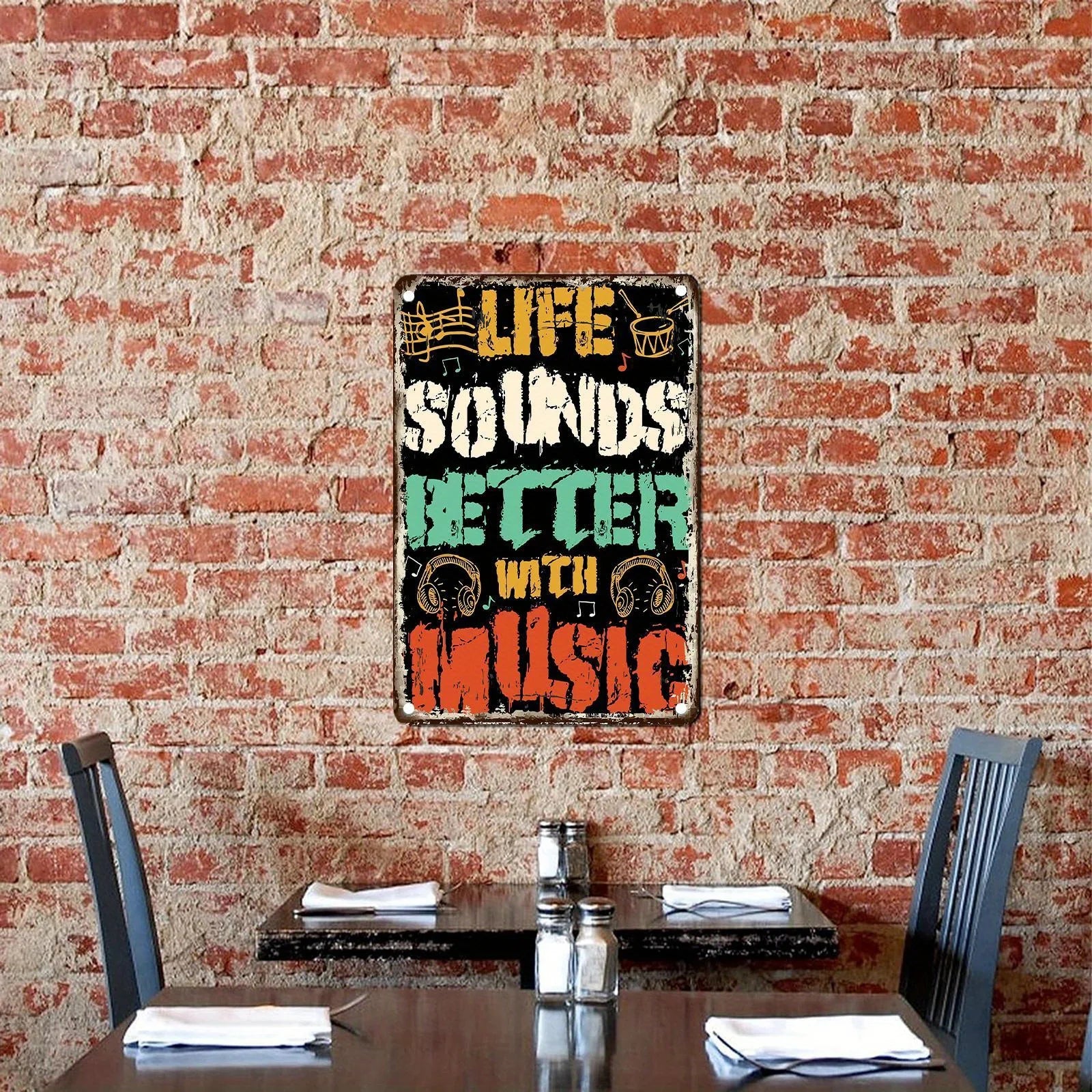 Música e decoração placa em metal