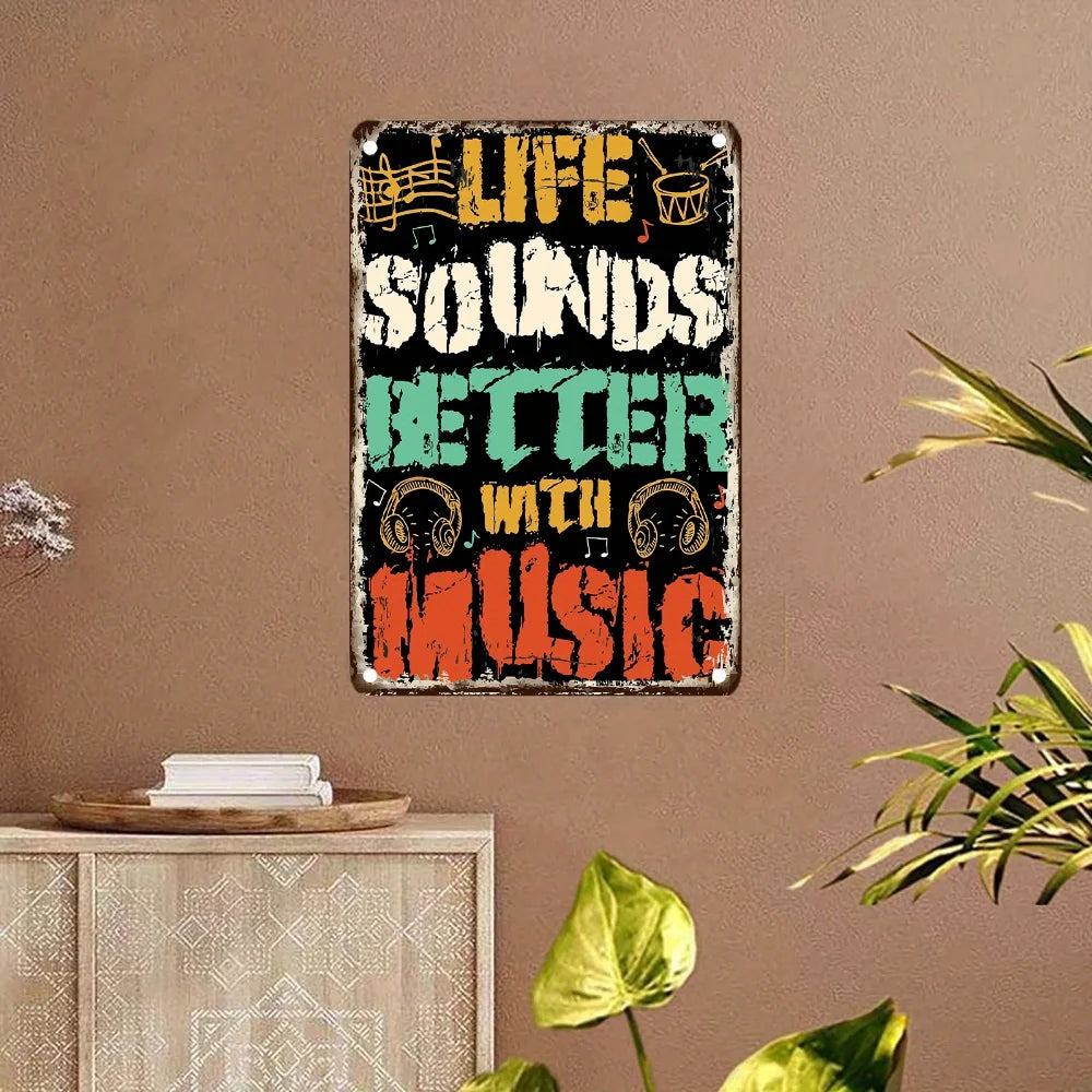 Música e decoração placa em metal