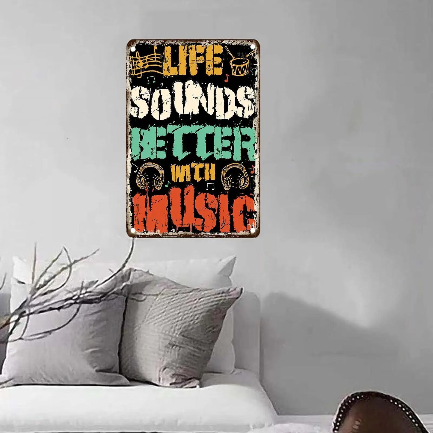 Música e decoração placa em metal