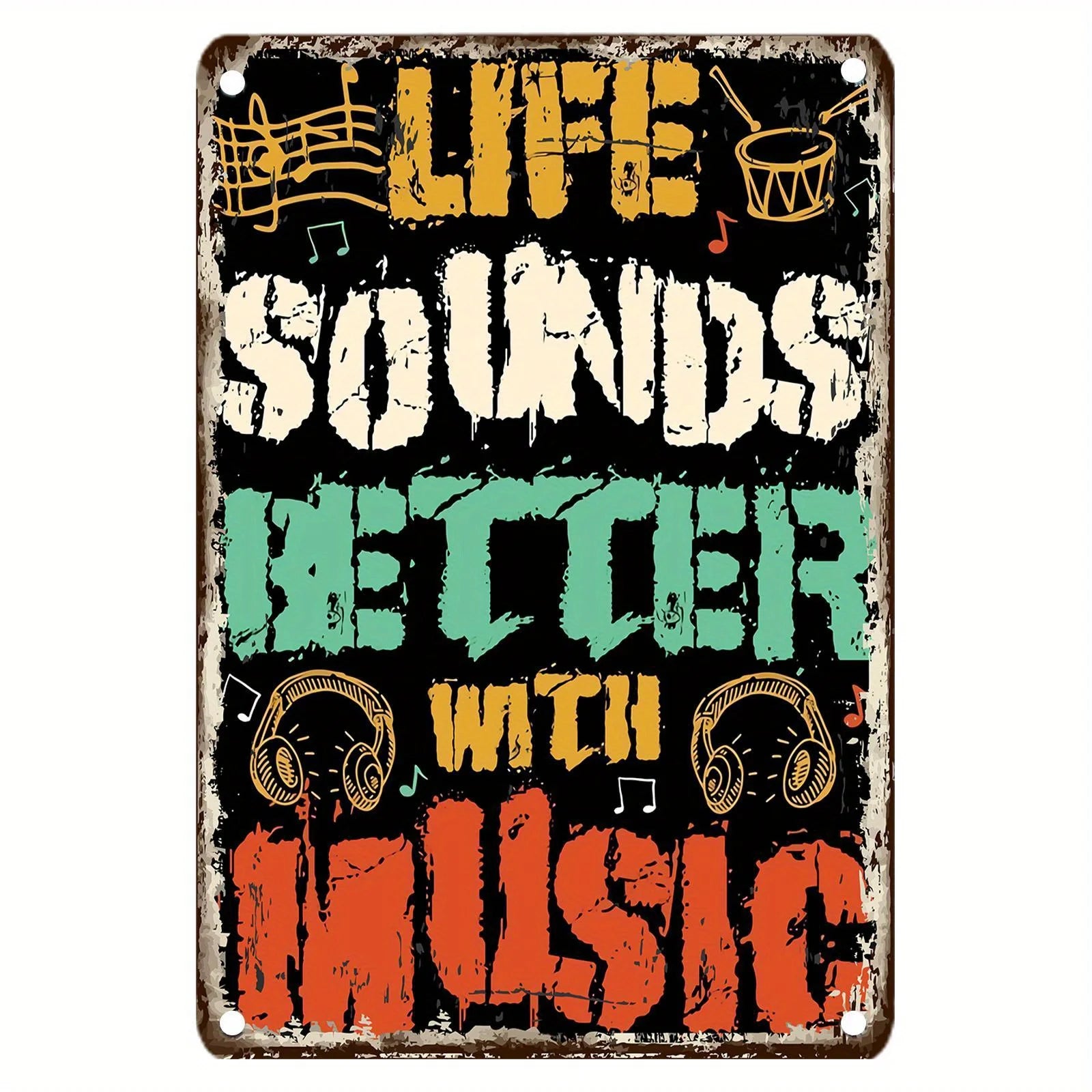 Música e decoração placa em metal